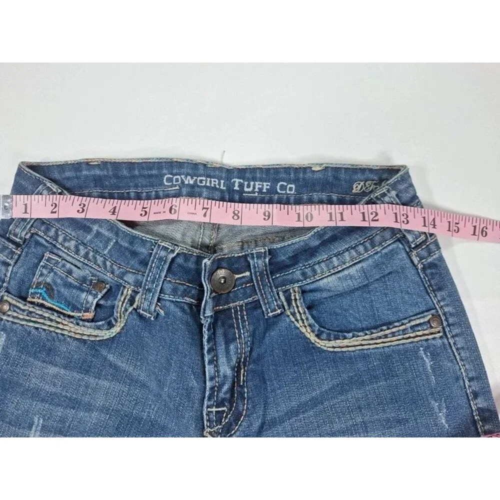 Cowgirl Tuff Aztec Jeans Womens 25x31 Size 0 Blue Bootcut Embroidered Western